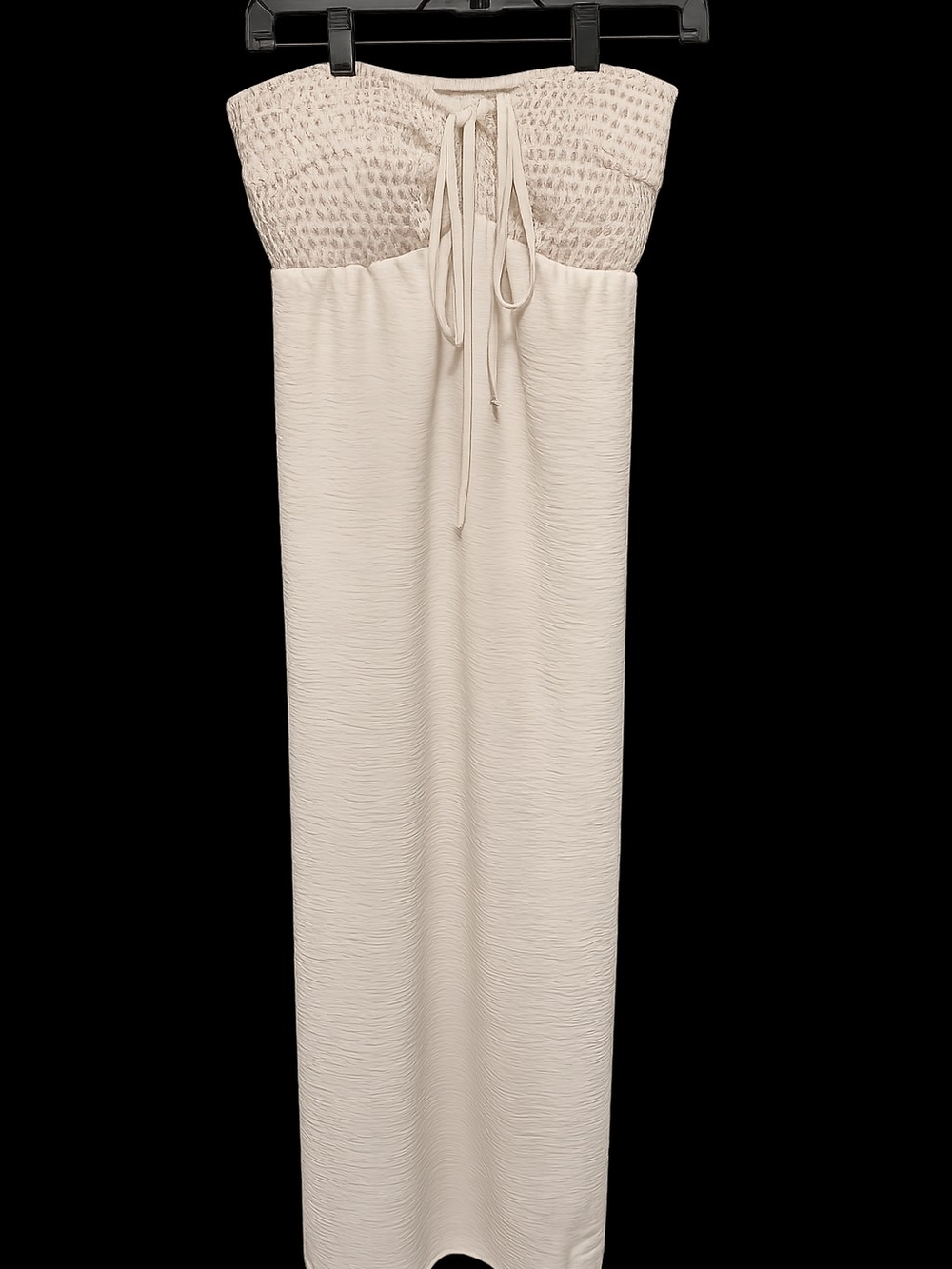 No Boundaries Cream Smocked Strapless Maxi Dress